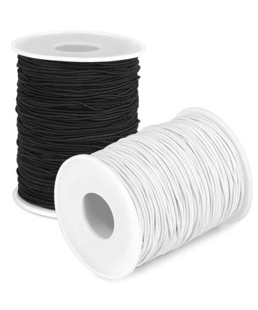 Elastic String Cord Selizo 2 Pack Stretchy String for Bracelets Necklace Beading Jewelry Making and Sewing (1.2 MM 109 Yards Black & White) 1.2 MM Black and White