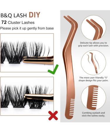 B&Q Eyelash Extension Kit B06 - 72Pcs Individual Lashes DIY Cluster Kit with Tweezers and Bond Remover | D-8-16 MIX B 06-Kit - Buy Online on SooperMarket.com
