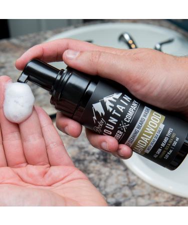 Rocky Mountain Barber Co. Foaming Sandalwood Beard Wash - Sandalwood Oil Vitamin B5 Dead Sea Salt - 5 oz | International Shipping Available - Buy Online on SooperMarket.com