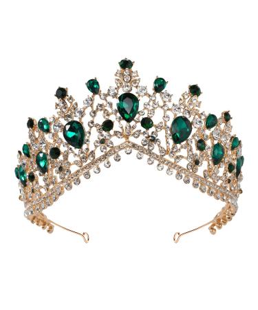 SWEETV Emerald Wedding Tiara for Women  Green Bridal Crown Princess Tiara Headband  Costume Party Accessories for Brithday Halloween Babyshower