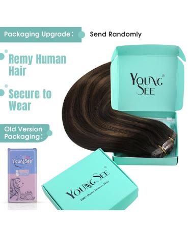 Youngsee Clip-In Extensions - Braun Balayage Real Hair Invisible Clips 120g 45cm (7PCs) - Remy Hair for Effortless Style - Buy Online on SooperMarket.com