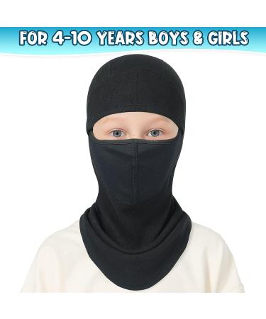 Kids Balaclava Ski Mask - Breathable Holes, Windproof Winter Fleece Neck Warmer - Boys Girls Black - Buy Online on SooperMarket.com