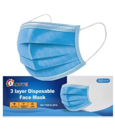 1Above 50pk- Disposable 3-Layer Protective Face Masks High Filterability Sutaible For Sensitive Skin