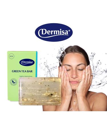 Dermisa Green Tea Bar | Gentle Cleansing & Exfoliation | Antioxidants Green Tea, Manuka Honey, Ginseng | Paraben & Sulfate Free | 3oz Pack - Buy Online on SooperMarket.com