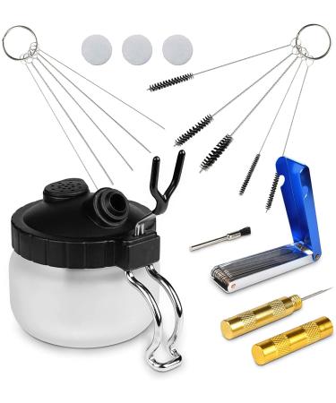 XDOVET Airbrush 13 Piece Airbrush Cleaning Kit - Airbrush Clean Pot Glass Cleaning Jar with Holder  5pc Cleaning Needles  5pc Cleaning Brushes  1 Wash Needle  Mini Brush Head A-QXG
