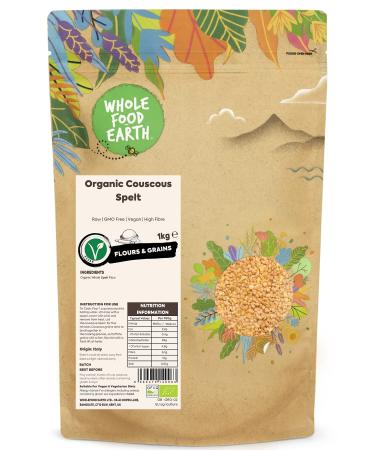 Wholefood Earth Organic Couscous Spelt 1 kg | Raw | GMO Free | Vegan | High Fibre | Certified Organic 1kg