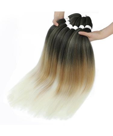 Xusuperb Pre-Stretched Ombre Blonde Braiding Hair - 26 Inch 6 Packs of Soft Yaki-Textured Extensions (T1B/27/613) for Easy Braids | International Shipping - Buy Online on SooperMarket.com