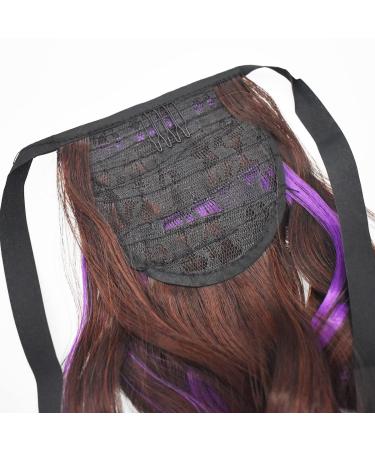 Saijer Ponytail Extensions - 2 PCs Corrugated Long Hair Extensions | Realistic Wrap-Around Wig for Girls - Brown Purple Blue - Buy Online on SooperMarket.com