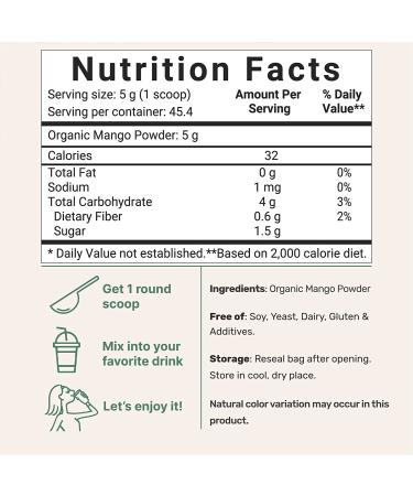 Organic Mango Juice Powder - 8 oz | Cold Pressed, Vitamin C Rich for Immune Support | Great for Smoothies & Beverages | Non-GMO - Buy Online on SooperMarket.com