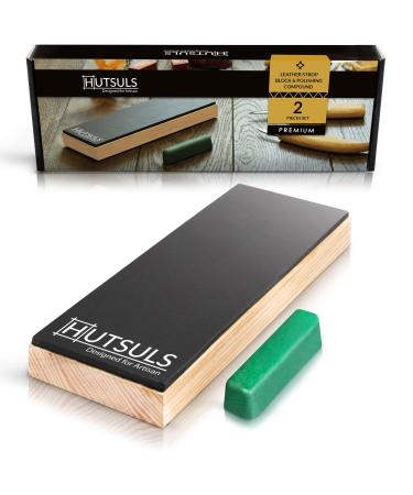 Hutsuls Leather Strop Block with Compound - Get Razor-Sharp Edges with Knife Strop Kit  Easy to Use Quality Non-Slip Leather Stropping Block & Leather Honing Strop Step-by-Step Guide Included