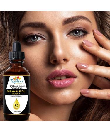 Buy 100% Pure Vitamin E Oil 4oz - Plant-Based D-Alpha Tocopherol for Skin Hair & Nails - Hydrates Reduces Scars & Age Spots - International Shipping Available - Buy Online on SooperMarket.com
