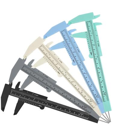 5 Pieces Eyebrow Measuring Ruler  Brow Mapping Ruler Tool  Mini Vernier Caliper Double Scale Plastic Ruler  Sliding Gauge Ruler for Microblading Eyebrow Tattoo Brow Artists Makeup (Fresh Colors)