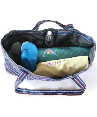 AURORAE Yoga Mat Tote Bag - Extra Wide for Most Yoga Mats & Accessories, Navy Multi - One Size - Buy Online on SooperMarket.com