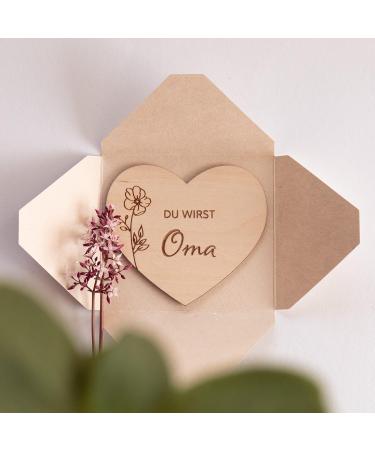 Pregnancy Announcement Surprise Envelopes | 6 Wooden Hearts for Fun Gender Reveal | Perfect Gifts for Dads Grandparents Aunts & Uncles - Mikito - Buy Online on SooperMarket.com