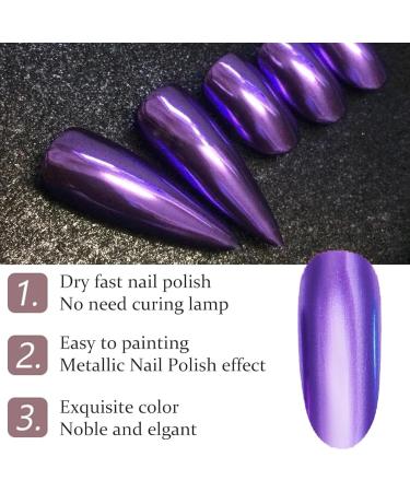 Purple Nail Polish Nail Varnish Chrome Metallic Mirror Quick Dry Metal Effect No UV Needed Nail Art Polish Chrome Nail Polish Nail for DIY Nail Art Manicure at Home - Buy Online on SooperMarket.com