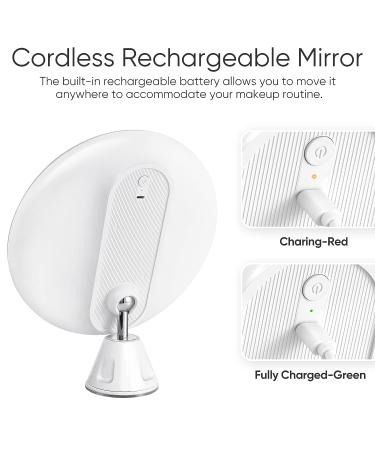 KEDSUM Upgraded 9 Rechargeable 10x Magnifying Makeup Mirror with Lights Dimmable Vanity Mirror with Touch Button, 360 Rotation, Large Suction Cup 9 inch - Buy Online on SooperMarket.com