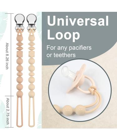 Silicone Dummy Clip Set for Teething Baby - Beige Oatmeal, Pastel Blue & Glacier Grey | Binky Holder for Boys and Girls - Flexible Soother Chain - Unisex Newborn Dummies - 1-Piece Design - Buy Online on SooperMarket.com
