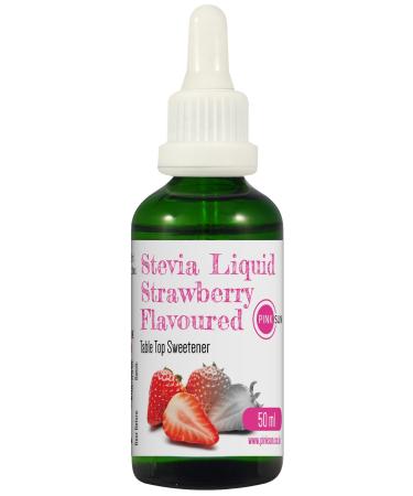 PINK SUN Stevia Liquid Sweetener Drops 50ml Strawberry Flavoured (or Caramel Coconut Vanilla Pure Unflavoured) Natural Sugar Alternative Replacement Low Carb Zero Calories Glass Alcohol Free