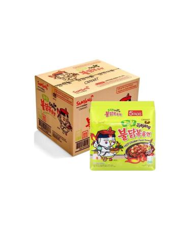 CNMART Samyang Hot Chicken Flavor Ramen - Jjajang Halal Instant Noodles (Korean Black Bean Sauce) - Pack of 40