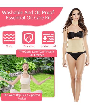 3Pcs Neck Waist Essential Oil Pack Set with Chest Pads Washable Reusable Essential Oil Wrap Leakproof Oil Pack Wrap Adjustable Soft Oil Pack for Waist Neck Chest |(Suit one Khaki) Suit one Khaki - Buy Online on SooperMarket.com