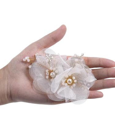 2pcs White Flower Hair Clip with Pearl Wedding Hair Comb - Bridal Hair Accessory for Bride, Bridesmaid, Women, Mother, Girl - Valentine's Day Gift - Buy Online on SooperMarket.com