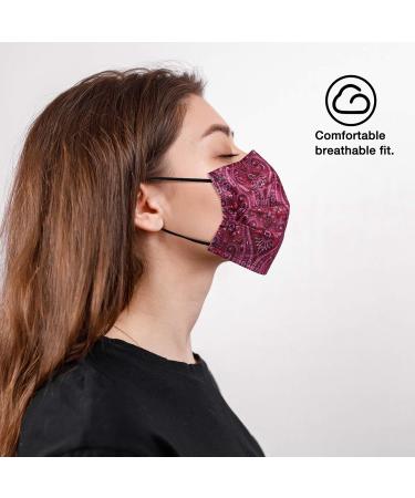 NU R Paisley 3 Ply Disposable Face Mask with Filter Layer and Elastic Earloop - 10 pcs | Retail Sealed Bags | PAISLEY-013 - Buy Online on SooperMarket.com