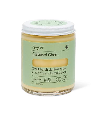 Divya's Cultured Ghee, Small Batch Grass-Fed Clarified Butter, Great For Cooking & Promotes Gut Health, Non-GMO, Gluten Free, Keto Friendly, Ayurvedic, 8 oz Jar