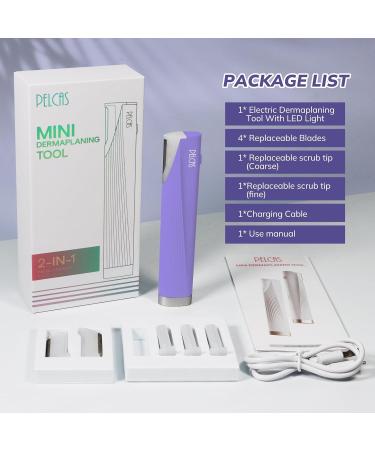 PELCAS Electric Dermaplaning Tool with LED Light - Mini Facial Razor 3 Speeds for Peach Fuzz & Exfoliation - At Home Hair Removal System for Women - 6 Blades BV18-712 Purple - Buy Online on SooperMarket.com