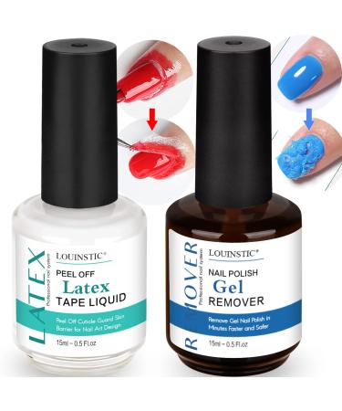 LOUINSTIC Nail Polish Remover Gel Polish Remover for Nails in 3-5 Minutes with Latex Tape for Nails Gel Nail Remover No Need for Foils Easily & Quickly Nail Polish Gel Remover removedor de gel