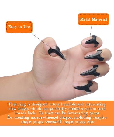 10 Pieces Retro Metal Finger Claws Rings Set - Gothic Punk Nail Armor for Cosplay & Parties (Black - Buy Online on SooperMarket.com