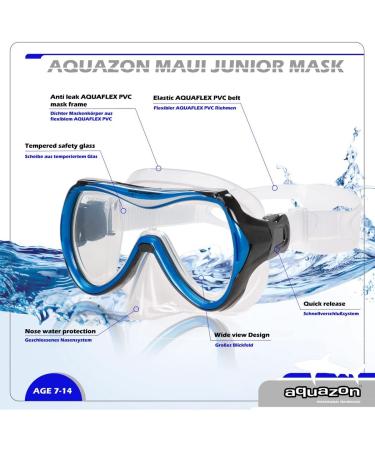 Aquazon Maui Children's Diving Goggles - Extra Clear Tempered Glass Soft Silicone - Ages 7-12 - Buy Online on SooperMarket.com