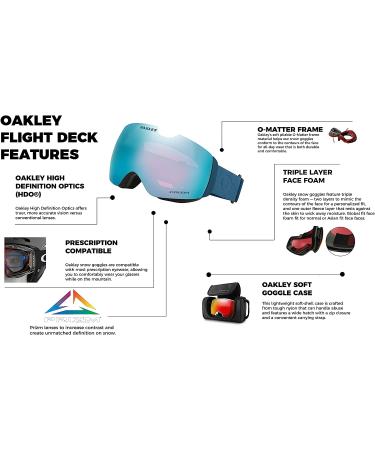 Oakley Flight Deck Ski Goggles Poseidon/Prizm Snow Sapphire + Care Kit - Men/Women Large - Buy Online on SooperMarket.com