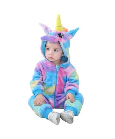 Doladola Baby Boys Girls Flannel Animal Hooded Unicorn Rompers Toddler's Jumpsuits Infant Outfit 18-24 Months Multicolor Unicorn