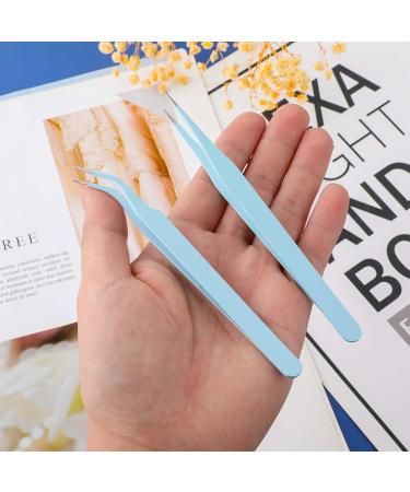 2 PCS Stainless Steel Straight and Curved Tip Lash Extension Tweezers for Nail Art and Eyelashes - Buy Online on SooperMarket.com