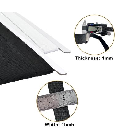 Sewing Elastic Band 1 Inch x 33FT White with Soft Tape Measure - High Elasticity Knit Stretch Band for Clothes, Wigs, Waistband - DIY Crafts - Buy Online on SooperMarket.com