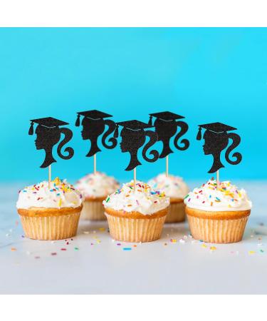 Cyodoos 24pcs 2024 Girl Graduation Theme Black Cupcake Toppers Girl Graduate Silhouette Cupcake Picks 2024 Students Graduation Theme Party Cake Decorations Supplies Graduation2 - Buy Online on SooperMarket.com