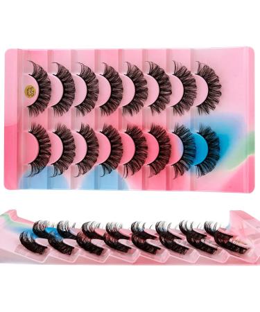 Dramatic D-Curly Mink False Eyelashes - 8 Pairs of Natural Fluffy Fake Lashes (025) - Buy Online on SooperMarket.com