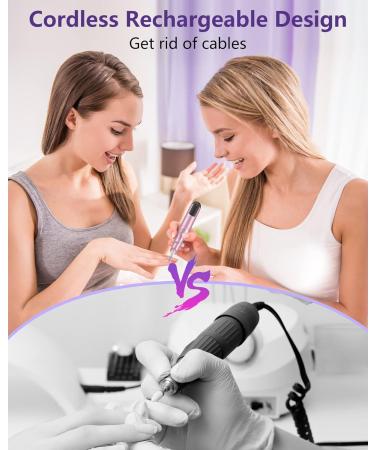 Buy SENMO Cordless Electric Nail Drill - Professional Rechargeable Nail File for Acrylic & Gel Nails - Portable Efile Nail Kit for Home Salon - Pink - Buy Online on SooperMarket.com