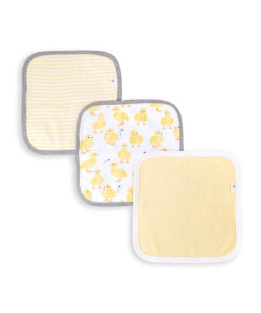 Burt's Bees Baby Washcloths, Absorbent Knit Terry, Super Soft 100% Organic Cotton 3-Pack Little Ducks