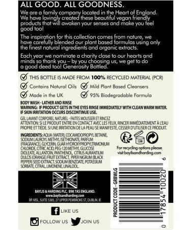 Buy Baylis & Harding Lemongrass & Ginger Liquid Body Wash - 16.9oz/500ml - International Shipping Available - Buy Online on SooperMarket.com