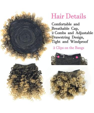 Afro Puff Drawstring Ponytail with 2 Replaceable Bangs Afro High Puff Bun with Spring Curl Bangs and Afro Puff Bangs Clip in Hairpieces Pineapple Updo Ponytail with Bangs (T1B /27) 1 ponytail+ 2 bangs T1B/27 - Buy Online on SooperMarket.com