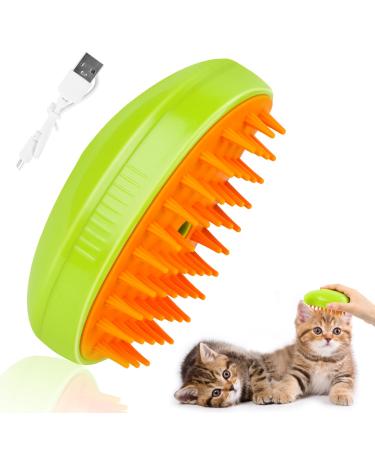 Steamy Cat Brush - 3 in 1 Cat Steamer Brush Cat Spray Massage Comb Multifunctional Dog Steamer Brush Cat Grooming Brush Pet Hair Removal Comb for Cat (Green)