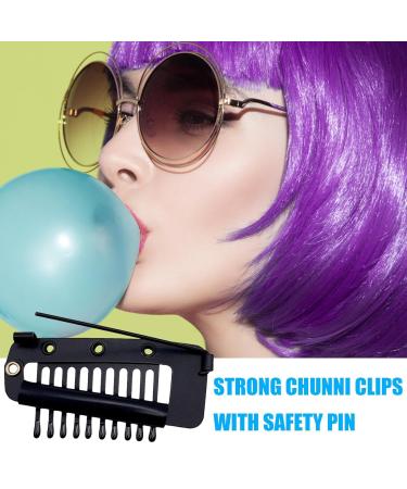 4-Piece Hair Extension Clamps - Metal Wig Clinging Snap Brackets for Women - 10 Teeth Black Comb Clips - Buy Online on SooperMarket.com