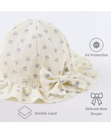 XIAOHAWANG Baby Girl Sun Hat | Embroidered Flower Toddler Bucket Hat | Infant Girls 3-6 Months (Beige) - Buy Online on SooperMarket.com