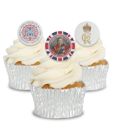 Edible Wafer Coronation Pre-Cut Cupcake Toppers - 24pc