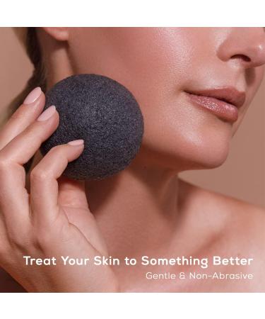 CSM Organic Konjac Sponges 3-Pack - Gentle Exfoliating Facial Cleansing Sponge with Activated Bamboo Charcoal - Natural Sponge Set for Pore Cleansing and Impurity Removal - Buy Online on SooperMarket.com