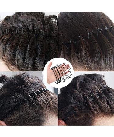 Black Wavy Metal Hair Bands 2 Pack - Unisex Headbands for Men and Women - Non-Slip Spring Sports Accessory - Buy Online on SooperMarket.com