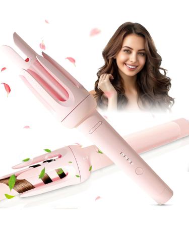 Auto Hair Curler Automatic Curling Iron with 4 Temperature & 3 Timer Automatic Shut-Off Anti-Scald Anti-Tangle Rotating Curling Wand for Hair Styling Pink