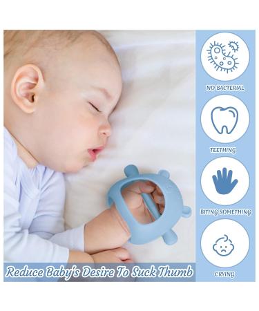 3 Pack Baby Teether Teething Toys for Babies 0-6 Months - Bear Silicone Anti Dropping Hand Teether Pacifiers - Blue Caramel Green - Buy Online on SooperMarket.com