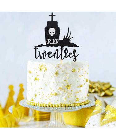 Arthsdite Rip Twenties Cake Topper Death to My Twenties/Rip to My Twenties Cake Decorations Old English Themed 30th Birthday Party Decorations - Black Glitter - Buy Online on SooperMarket.com